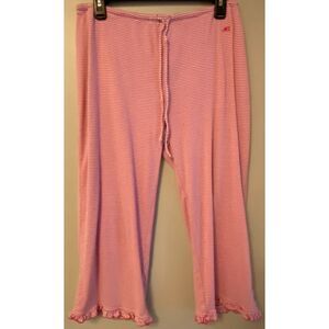 JK Intimates Pink White Striped Drawstring Capri Pajama Pants Women's Sz Small